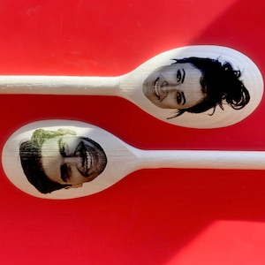 Your Face On A Spoon - Couples  - Engraved Wooden Matching Spoons - Gift For Her - Novelty Present - Fun Gag Gift - useful Present