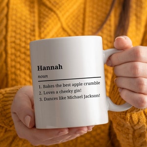 Personalised Name Definition White Ceramic Mug - Unique - Birthday Gifts Ideas - Presents For Mum Dad  Gift Idea - Mug Gifts - Dictionary
