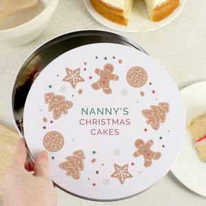 Personalised Christmas Cake Tin- Christmas storage - Christmas cake gift - Customized - holiday cake tin- Metal cake tin