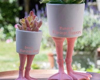 Custom Ceramic Flamingo Feet Planter: Tropical Home Decor