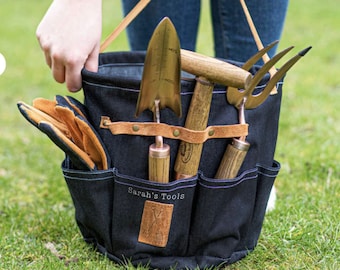 Gepersonaliseerde tuiniertas - tuincadeau - denim - tuincadeau voor een tuinman - tuincadeau op maat gemaakte tuin, tuingerei - cadeau voor mama