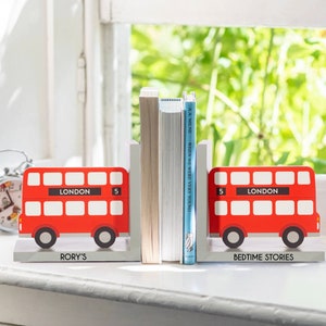 Personalised London Bookends- Nursary bookends- new baby gift- nursary update-first birthday gift- London gift- London theme gift-Red Bus