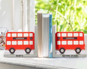 Personalisierte London Bookends- Krankenschwester Buchsends- neues Baby Geschenk- Krankenschwester Update-Erstes Geburtstagsgeschenk- London Geschenk- London Motiv Geschenk-Red Bus