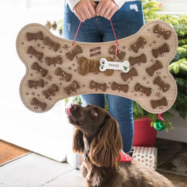 Customised Refillable Dog Biscuit Advent Calendar- fill your own countdown to christmas- happy holidays pet gift-personalised advent