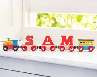 Custom Made Red Letter Train , Christening Gift,  Wooden Toy Train, Wooden Train, Christening Train,First Birthday gift, Geburtstagszug