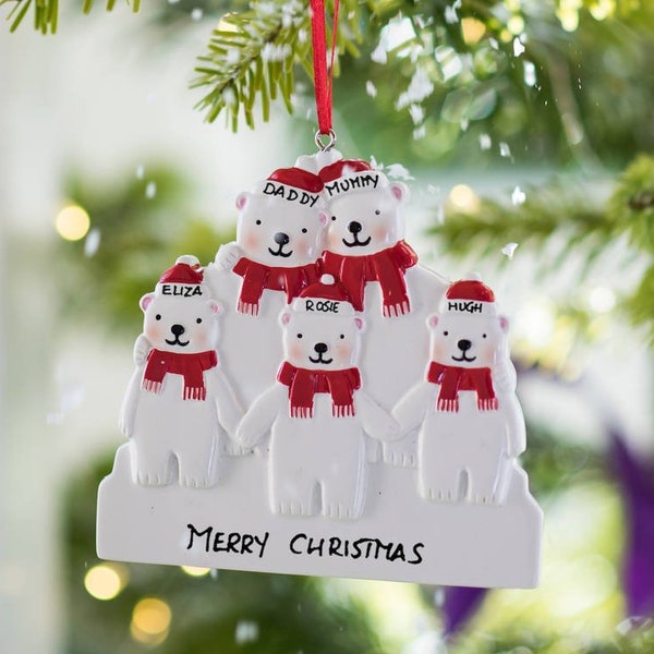 Personalised Bear Family Decoration-hoilday deoration-keepsake-ornament-resin-bear lovers-polar bear-first christmas-tree decoration