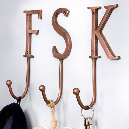 Bronze Metal Letter Hooks Coat Storage Cool Letter Hooks Etsy UK