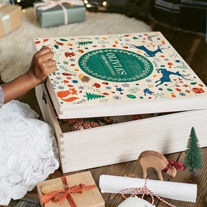 Caja Nochebuena personalizada, Caja Nochebuena exclusiva, diseño único, Sorpresa navideña para niños, caja de recuerdos