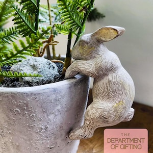 Suspension pour pot lapin moulée à la main : décoration de jardin en résine image 2
