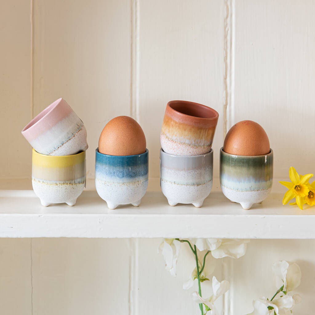 Stoneware Egg Cup Pretty Egg Cups egg Cups Glazed Yellow Etsy