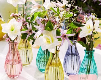 Mouth Blown Mini Glass Bud Vase: Glazed Summer Table Decor