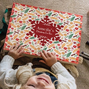 Caja de Nochebuena personalizada, Caja exclusiva de Nochebuena, diseño único, sorpresa navideña infantil, caja de recuerdo
