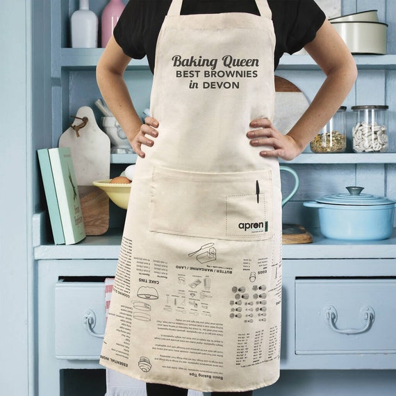 Personalized Baking Apron: Natural Cotton Canvas with Cooking Tips