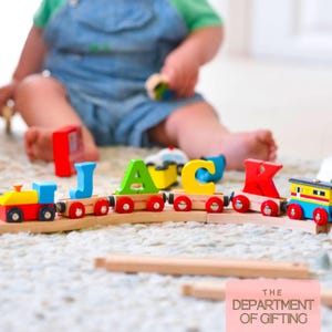 Personalized Wooden Name Train, Christening Gift, First Birthday