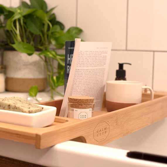 Custom Made Laser Engraved Bamboo Bath Tray Bath Caddy Bathtub