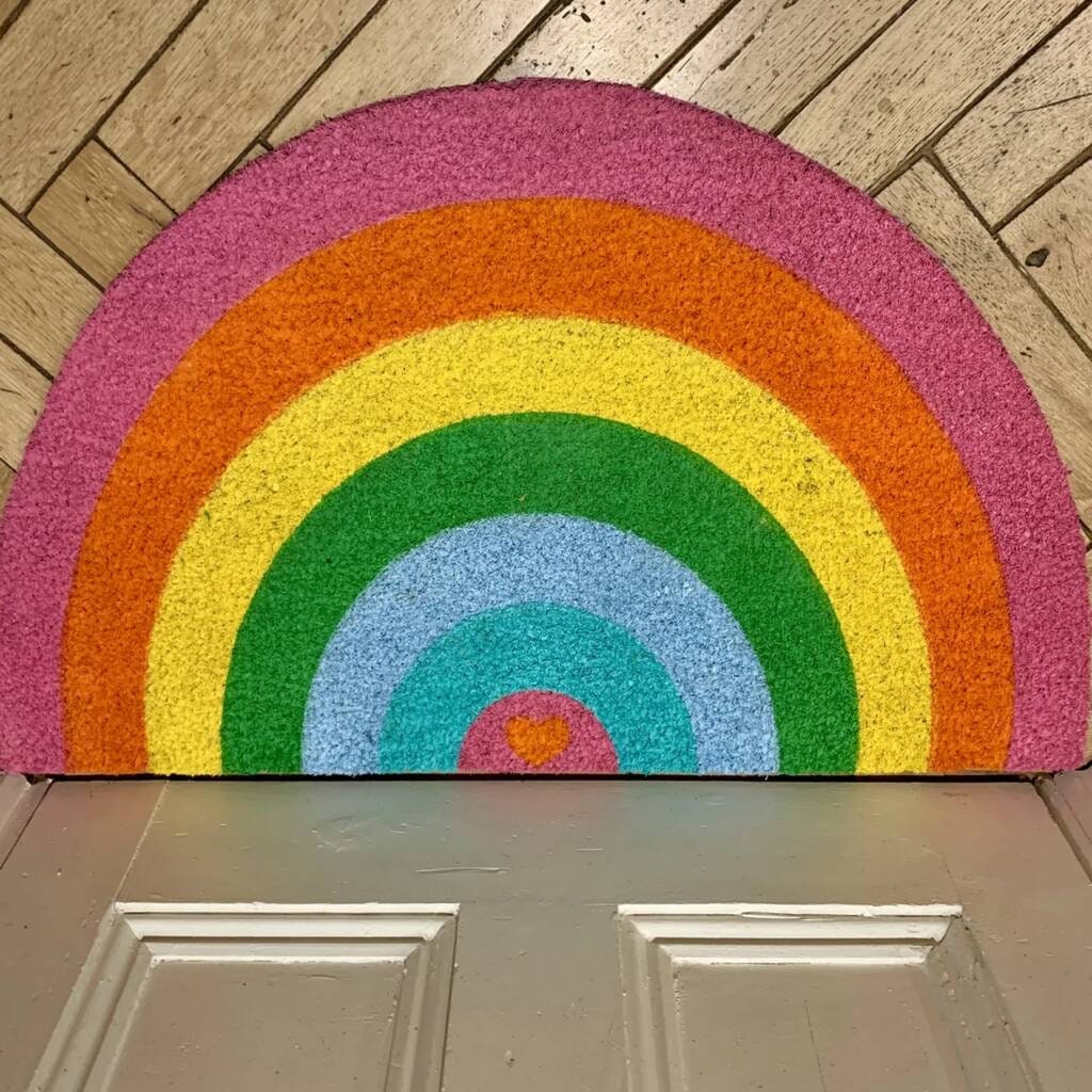 Rainbow Shape Door Mat Bright Fun Doormat Door Matmade From Etsy