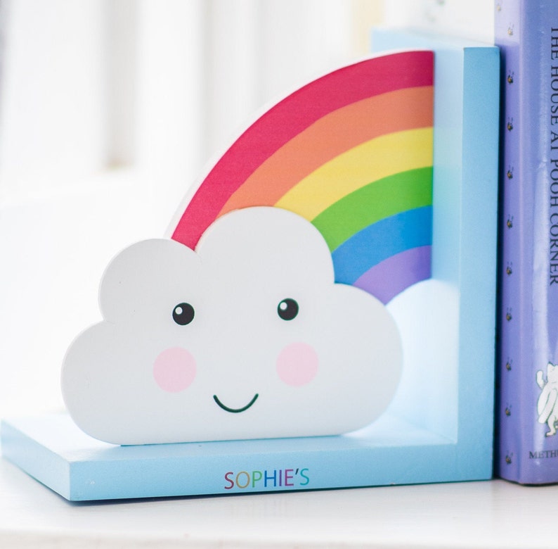 Personalised Nursery Bookends New Baby Bookends Rainbow Etsy