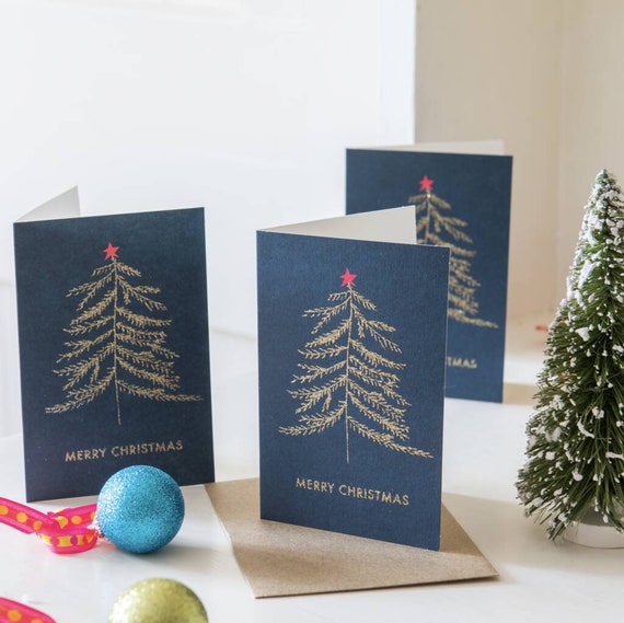 Gold Glitter Christmas Card Pack Christmas Cards - Etsy