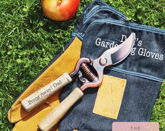 Personalized Copper Gardening Pruner: Engraved Ash Wood Handle