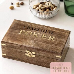 Personalized Poker Set: Luxury Rosewood Case, Poker Lover Gift image 2