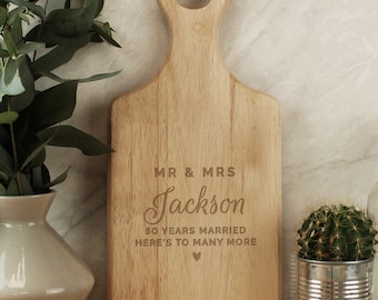 Personalised Anniversary Wooden Paddle Board- Wedding gift- customised chopping board- couples gift-customised- unique to you - keepsake