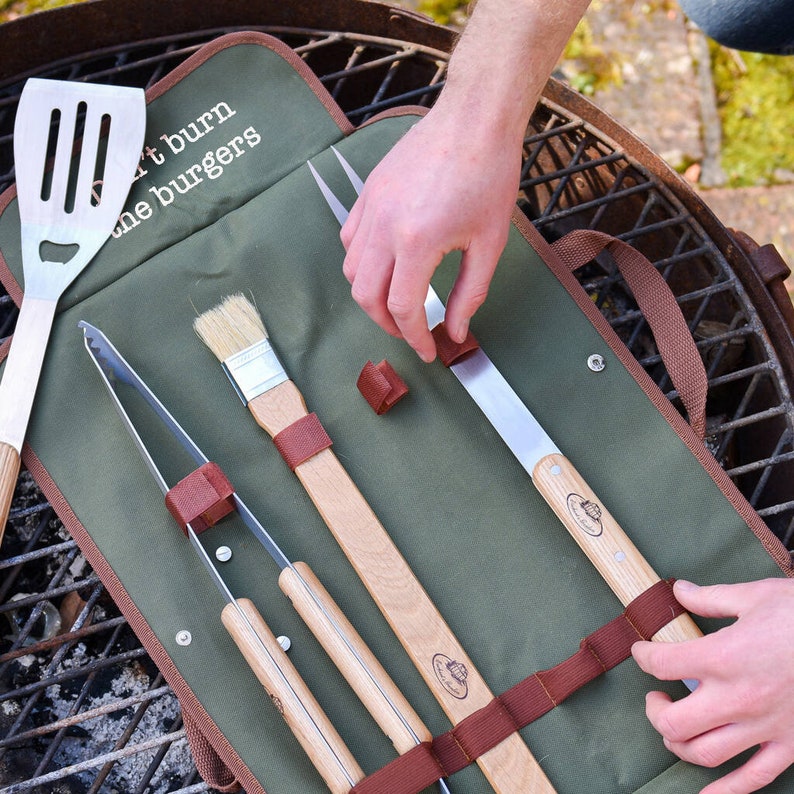 Personalised Barbecue Apron Gift Setbarbecue Tools Gift Set Etsy