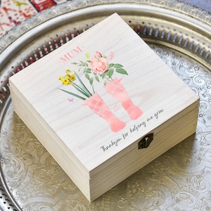 Personalised Wooden Birth Flower Keepsake Box - Filled keepsake box-customised , birthday gift- exclusive - printed