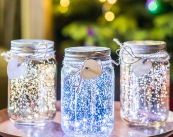 Light Up hand painted-  Night Light-Sparkle Light-Firefly Jar-Glitter Jar- Sparkle Light- night light-fairy light- nursery light-customised