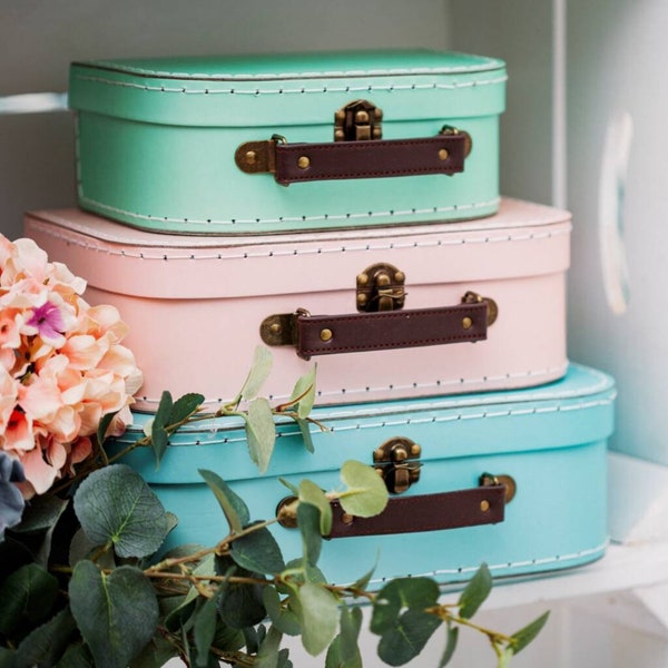 Personalised Set Of Three Pastel Child Suitcases - Child Suitcase - personalised gifts for children- storage case- customized case