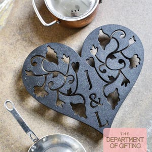 Personalised Steel Heart Trivet, Heat Resistant , Trivet for the table , Wedding gift