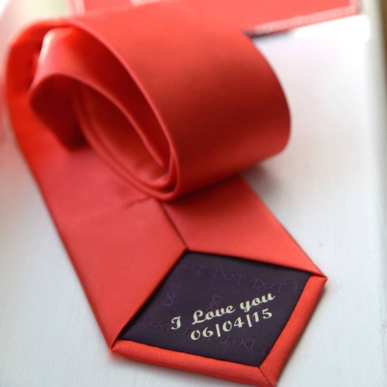 Personalised Secret Message Tie Gift For Him, Hidden Message tie, personalised Wedding tie, Custom tie for boyfriend Valentine gift image 1