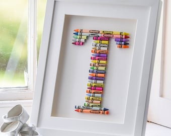 Personalized Crayon Letter Art: Handmade Framed Nursery Decor