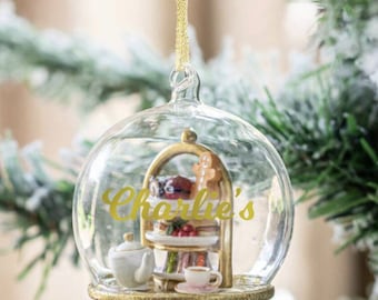 Personalised Christmas Tea Dome Bauble favourite bauble- tea time gift-personalised with your name- keepsake for mum- granny-sister