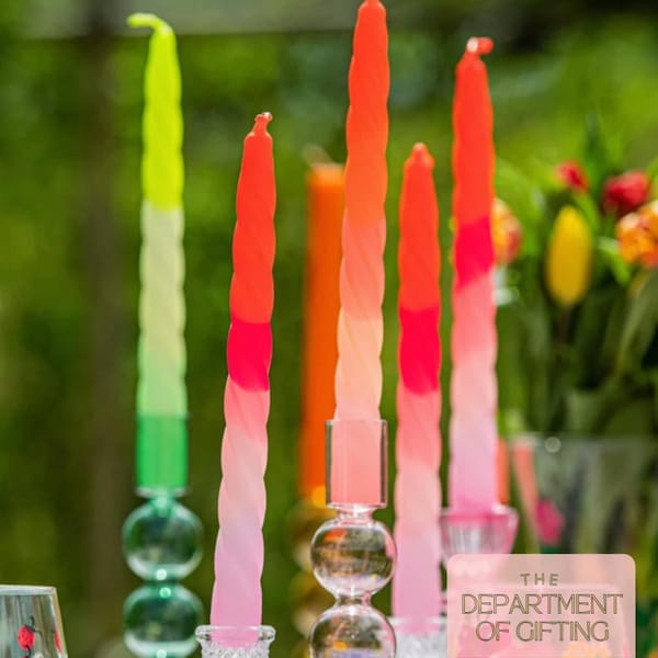 Handmade Ombre Twisted Dinner Candles: Vegan Table Decor, Set of 3