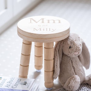 Taburete de madera personalizado con nombre y letra para niños - Taburete de madera personalizado para niños - Taburete de cumpleaños para niños - Taburete de madera personalizado