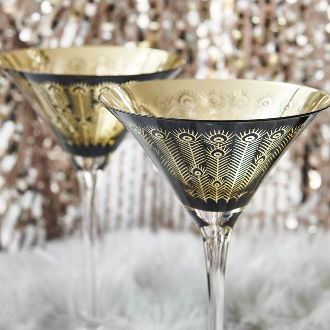 Viski Heavy Base Stemless Martini Glasses Set of 2 - Premium Short Crystal Cocktail  Glass Gift Set, 7.5 oz.