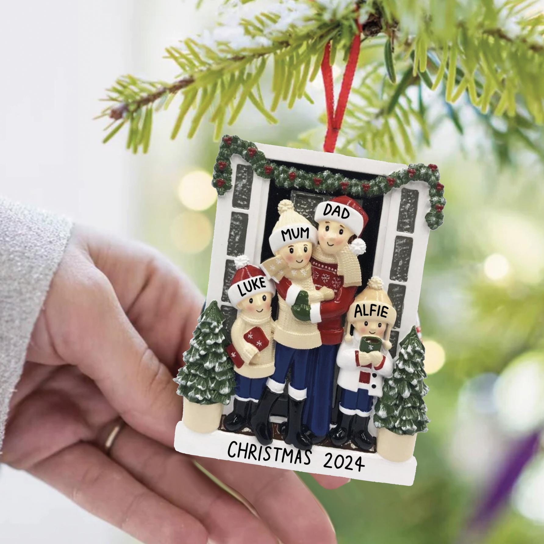 Personalisierte Familie Hängedekoration-Kitsch-Niedliche Verzierung-Happy Urlaub Dekoration-Hängende Baum Dekoration-Familie Geschenk-Andenken-handgemacht