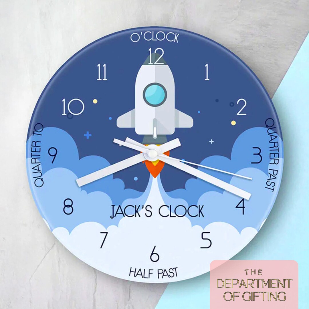 Personalised Space Shuttle Glass Clock, Clock for a Bedroom , Learn to ...