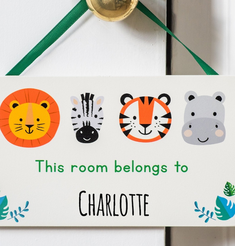 Personalised Wild Animal Door Hanger Childs Room Door Hanger - Etsy