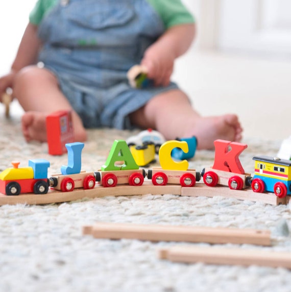 Wooden Name Train Letters Set For Personalized Christening Birthday Gifts