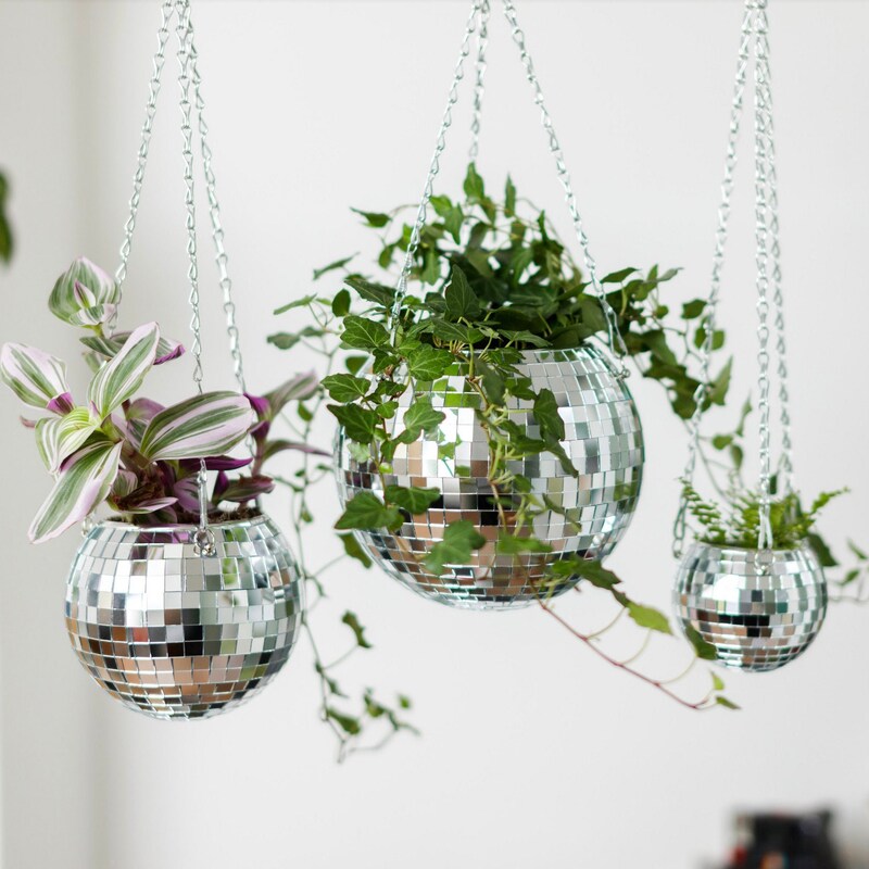 Disco Ball Planter Hanging Mirror - Spherical Decor