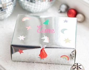 Personalised Advent-christmas countdown- stamp set- customised advent box-pretty advent for a gift - christmas childs countdown- unicorns