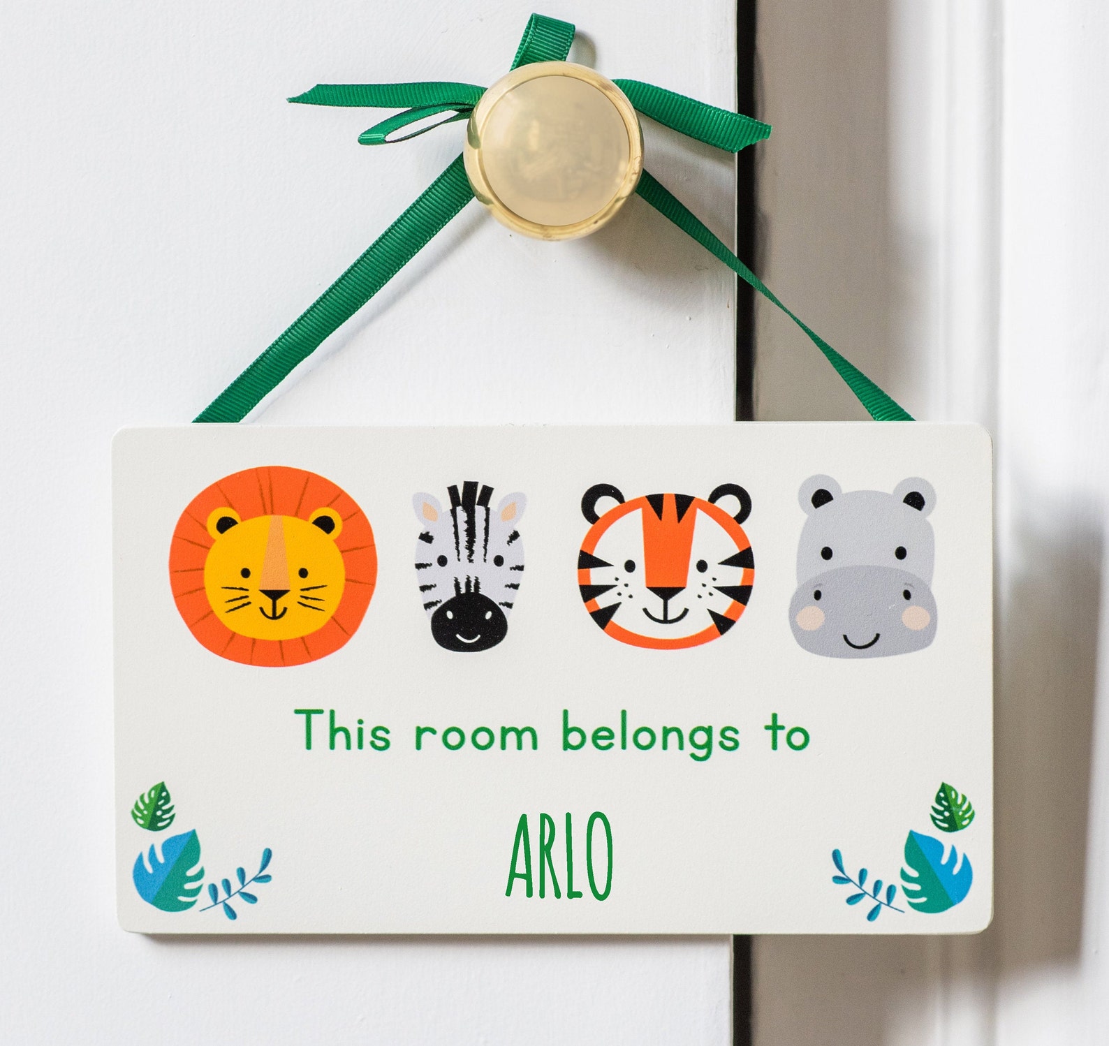 Personalised Wild Animal Door Hanger Childs Room Door Hanger - Etsy