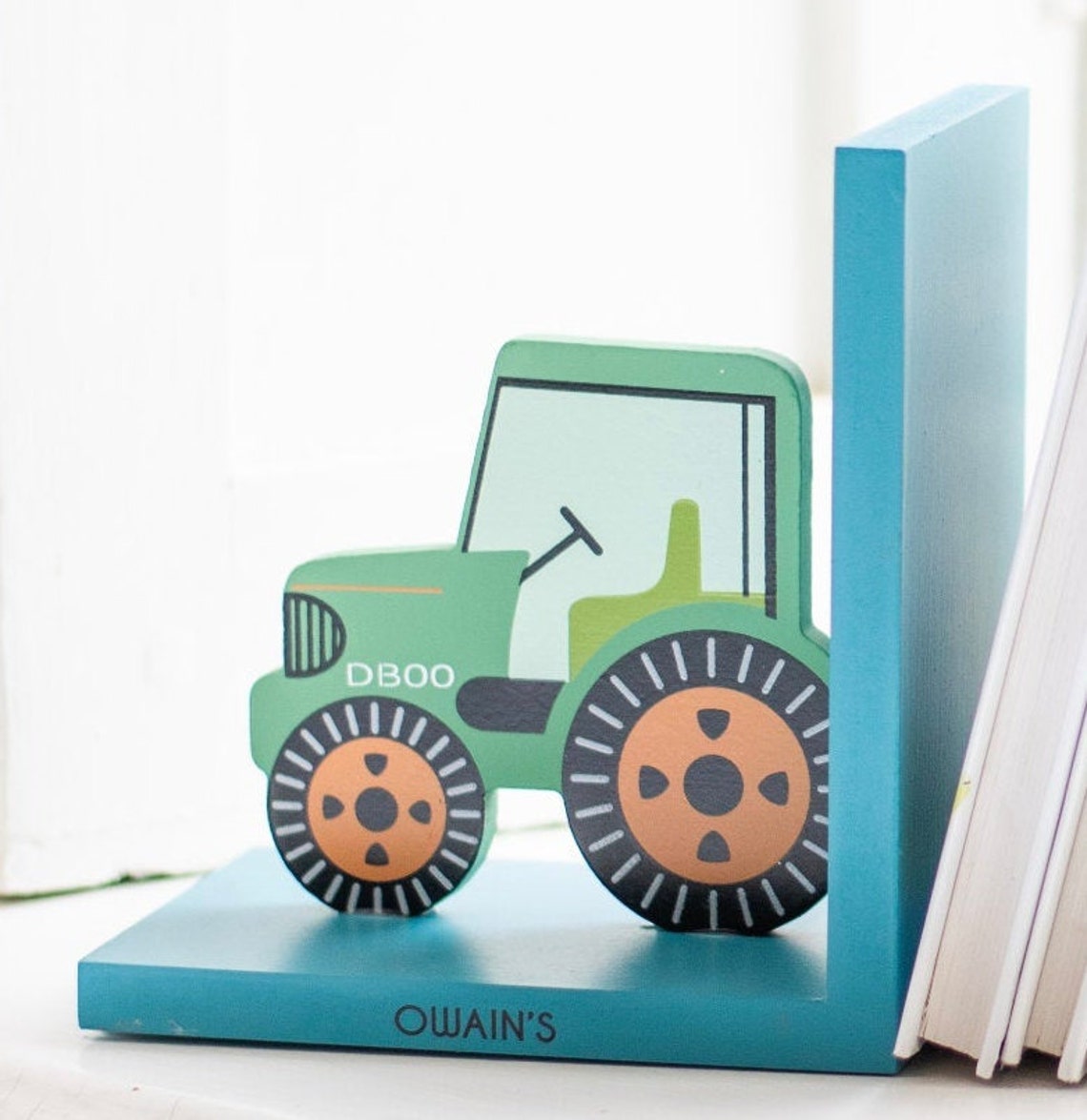 Personalised Tractor Nursery Bookends New Baby Bookends Etsy
