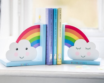 Personalised Nursery Bookends, New Baby Bookends, rainbow Bookends ,Christening Gift , Nursary Decor , Childs Bedroom Decor, Bookends