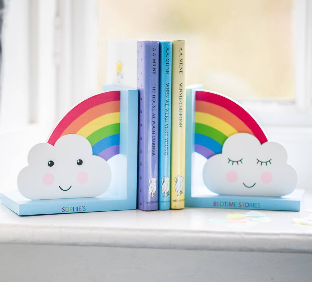 Personalised Nursery Bookends New Baby Bookends rainbow Etsy