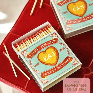 Personalized Love Heart Matches: Luxury Hand-Dipped Matchbox