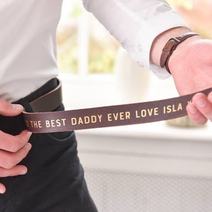 Personalised Leather Belt Fathers day Secret Message Belt 3rd Anniversary Gift Gift for Dad Hidden Message Gift for him image 1