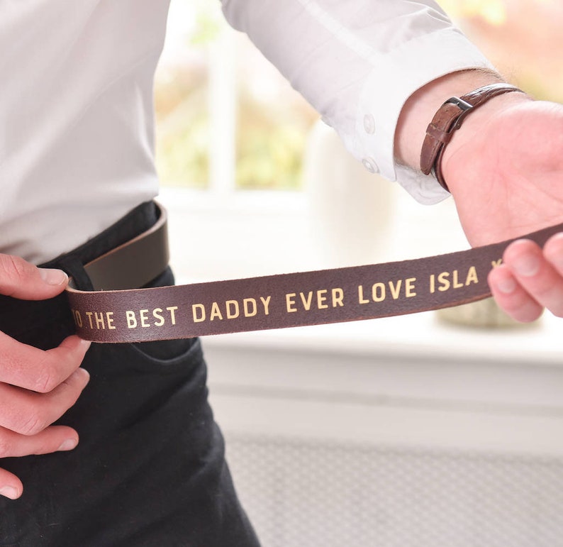 Personalised Leather Belt Fathers day Secret Message Belt 3rd Anniversary Gift Gift for Dad Hidden Message Gift for him image 1