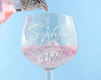 Personalized Crystal Gin Goblet: Engraved Name, Birthday Gift